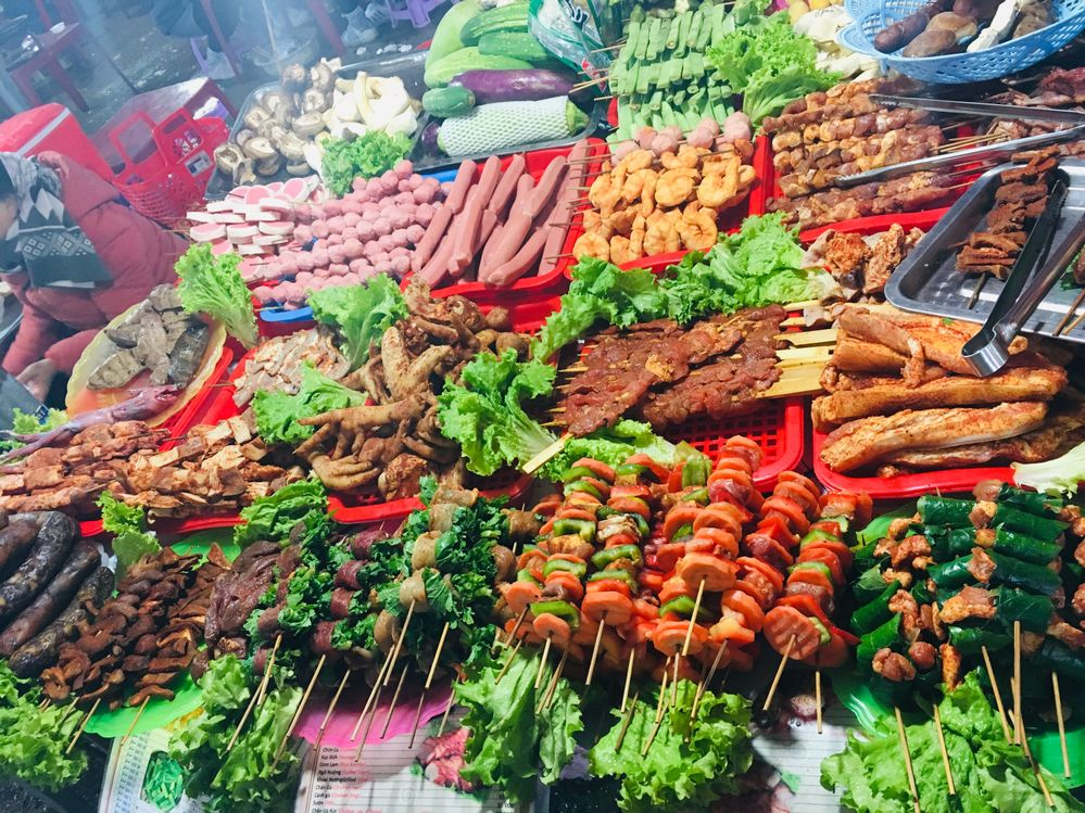 Sapa night market specialties with a variety of local dishes 