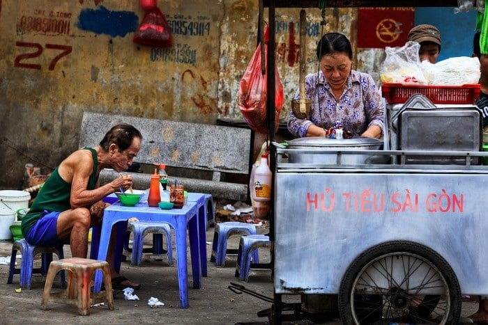 Steaming noodle carts are a very unique cultural feature of Saigon people.