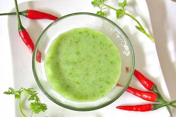 The green chili salt dipping sauce used to serve with seafood is incredibly delicious. 