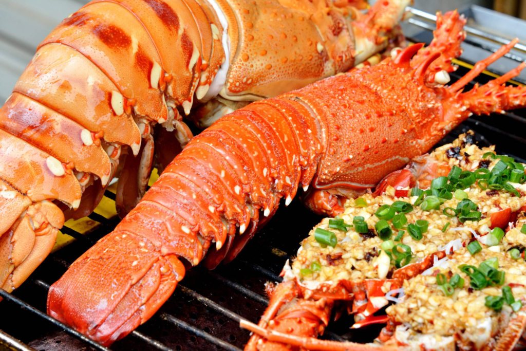 Binh Ba lobster is most delicious when dipped in green chili salt